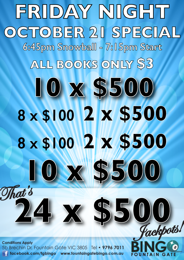 Fountain Gate Bingo Specials and Promotions