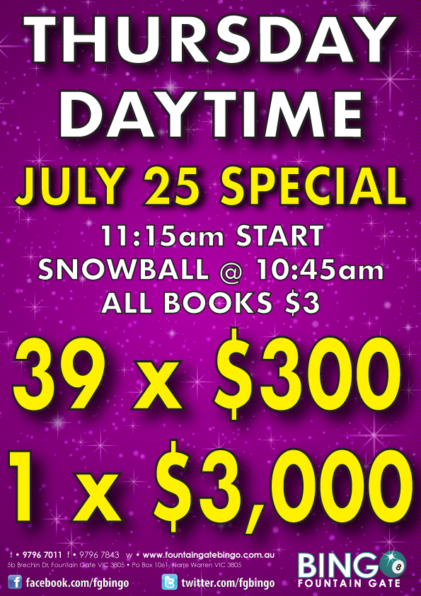 Fountain Gate Bingo Specials and Promotions