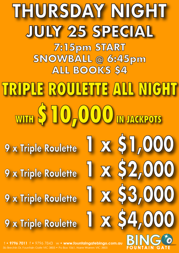 Fountain Gate Bingo Specials and Promotions