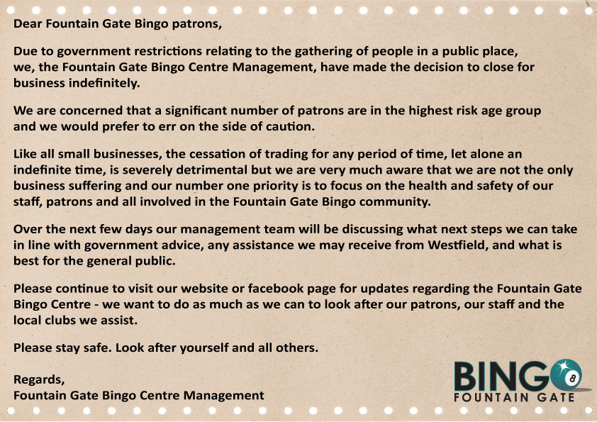 Fountain Gate Bingo Prizes